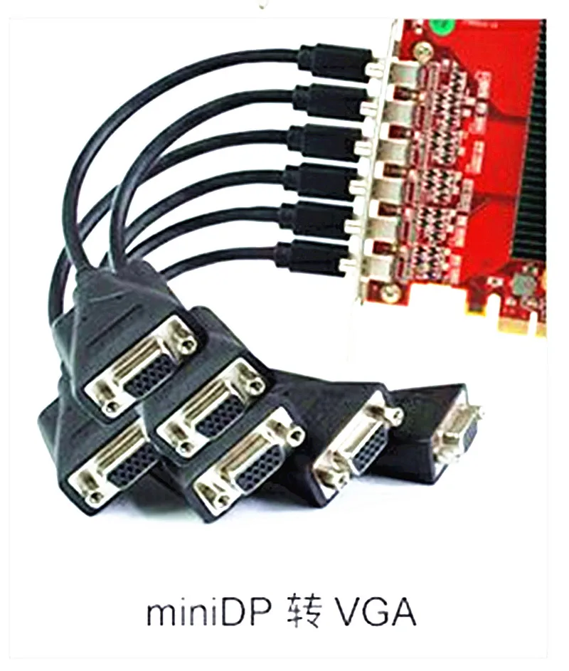 6 шт. MINIDP к vga-кабелю поддерживает 6-портовую видеокарту(как показано