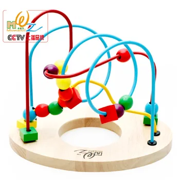 

Three Line Metal Bead Mazel Move Through Wooden Roller Coaster Bead Maze Classic Baby Toy