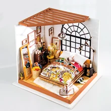 DIY Кукольный дом Алиса Dreamy спальня дети взрослые Деревянные маленькие кукольный домик Модель Строительные наборы игрушки для подарка DG107