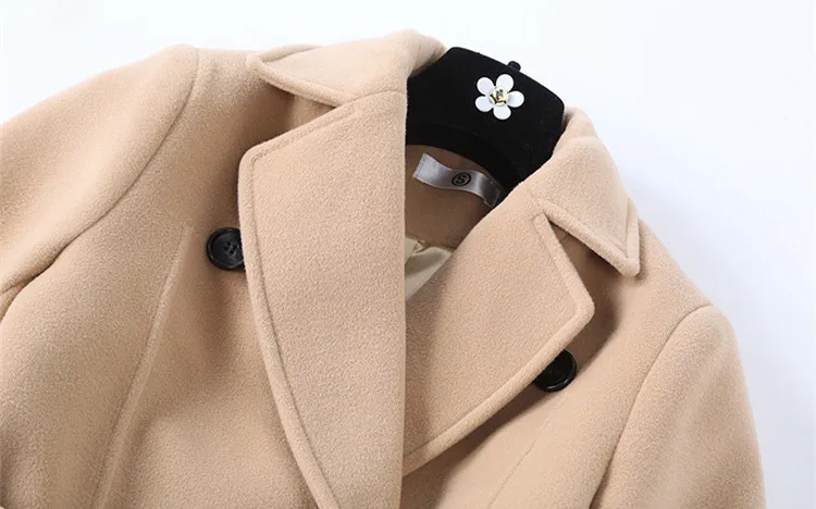 Korean style elegant women's overvoat 2018 winter high quality patchwork double breasted coat Women D966