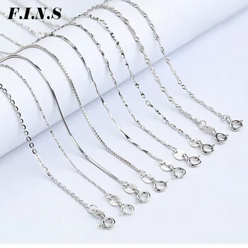 

F.I.N.S 8 Styles 925 Sterling Silver Chains Jewelry Findings & Components Cross Box Snake Water Wave Chain Necklace Accessories