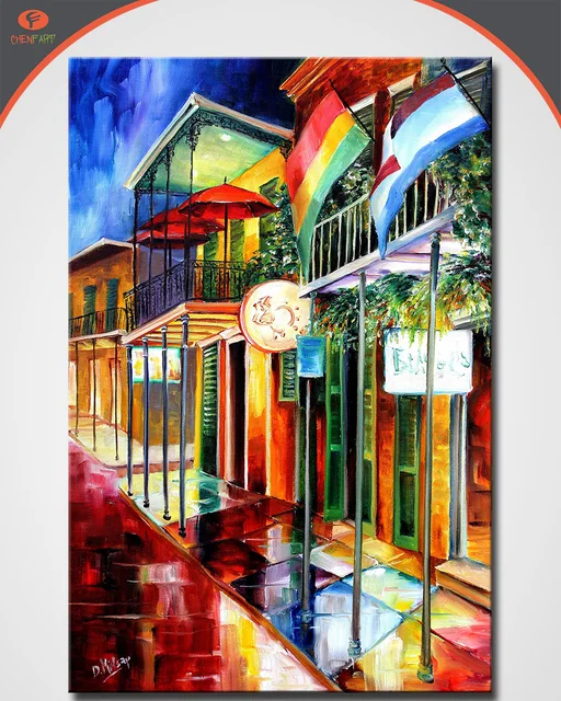 Oil Painting Diane Millsap Bourbon Street Neon Home Oil Painting Diane Millsap Bourbon Street Neon Home Decorative Art Picture Paint Wall