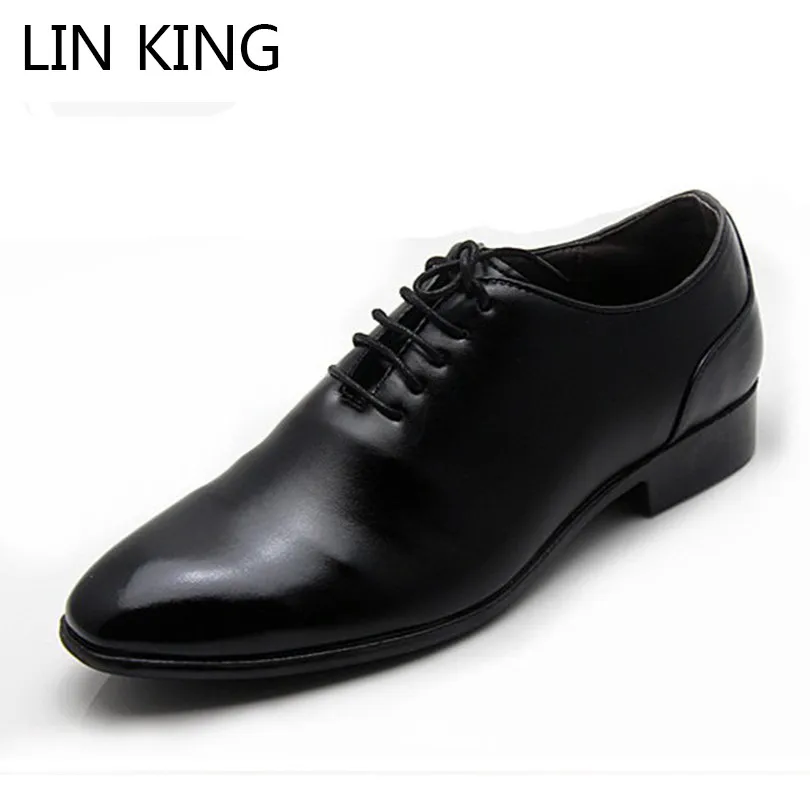 

LIN KING Fashion Brand Man Oxford Shoes New Autumn Style Casual Lace Up Pu Leather Mens Shoes Flats men Sapatos Social Masculino