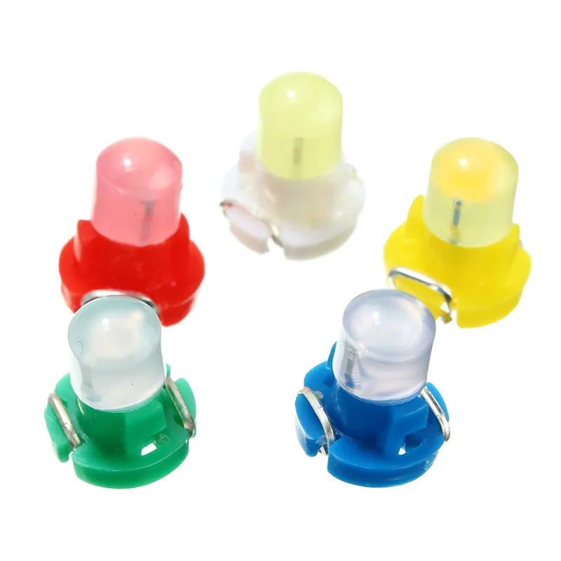 

10pcs T3 LED Car Light Bulb Cluster Gauges Dashboard White/Yellow/Blue/Red/Green instruments Panel Climate Base Lamp Light