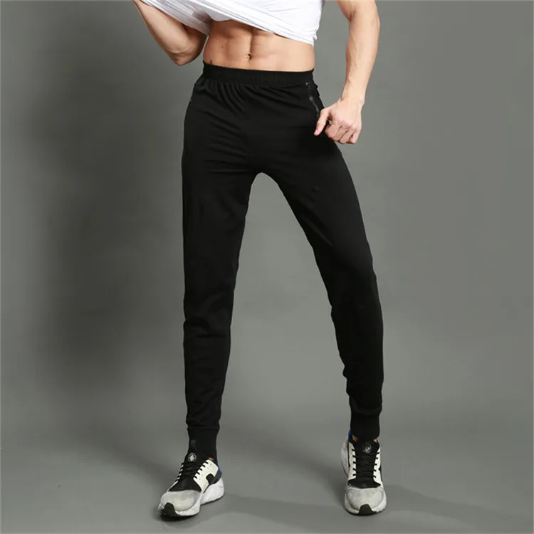 Быстросохнущие мужские повседневные штаны из хлопка и полиэстера, спортивная обувь для бега, мужские спортивные Леггинсы, спортивные штаны - Цвет: Черный