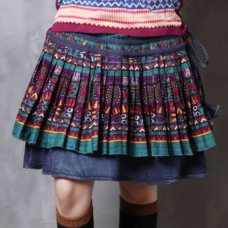 Юбки Женские s 2018 Yuzi.may Boho новая хлопковая льняная Женская юбка трапециевидная с