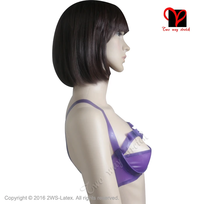 Transparent purple Sexy Latex Bra Rubber Lingerie Bikin Gummi bustier bralette Brassiere underwired crop top cup plus NY-017
