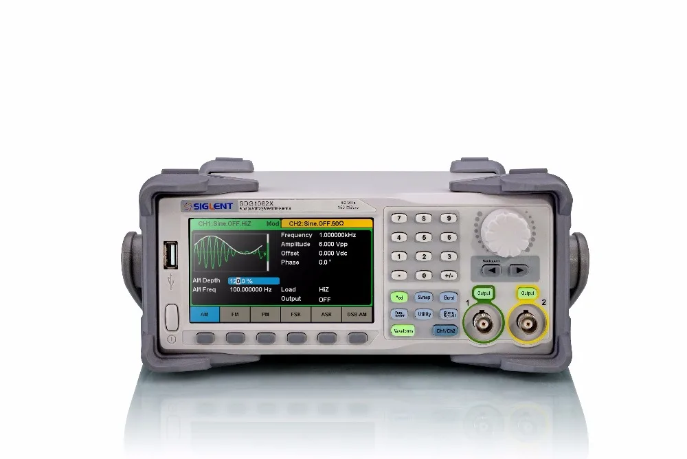 

NEW Siglent 60MHz signal generator SDG1062X 4.3 inches touch screen 150MSa/s 16Kpts wave length dual channel function generator