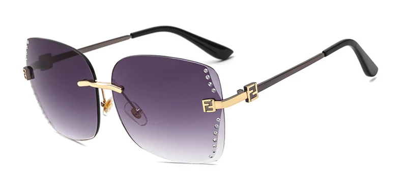 OUBR Новые Дамские бескаркасные Стразы солнцезащитные очки модные трендовые качественные солнцезащитные очки Брендовые дизайнерские градиентные солнцезащитные очки UV400 - Цвет линз: C1