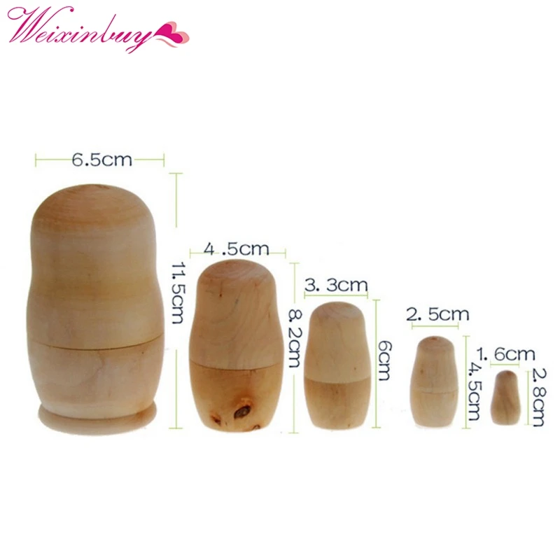 2017 New Cute Lovely Wooden Animal unpaint Nesting Dolls Babushka Russian Doll Matryoshka Gift