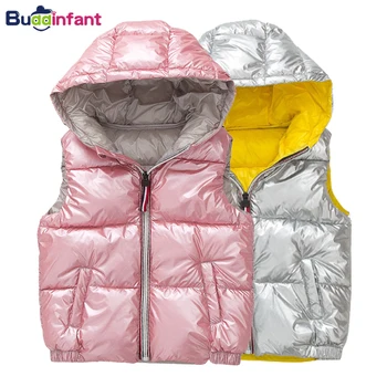 

Child Girls Clothing Kids Vest Winter Autumn Waistcoat Shiny Toddlers Warm Coats for Boys Children Silver Jackets Girl Vests