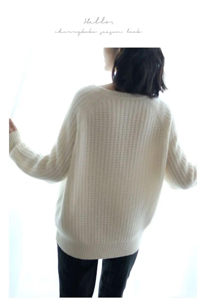 19 зимний теплый утолщенный кашемировый свитер женский круглый вырез с длинными рукавами вязаный пуловер женские свободные свитера