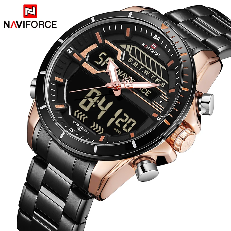 Goede Heren Horloges NAVIFORCE Luxe Top Merk Mannen Waterdichte Sport Horloge mannen Quartz Digitale Klok Man Polshorloge Relogio Masculino