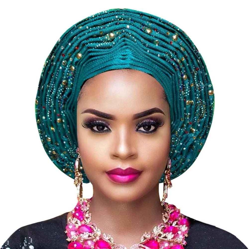 Популярная женская головная повязка aso oke auto gele для ebi африканская с