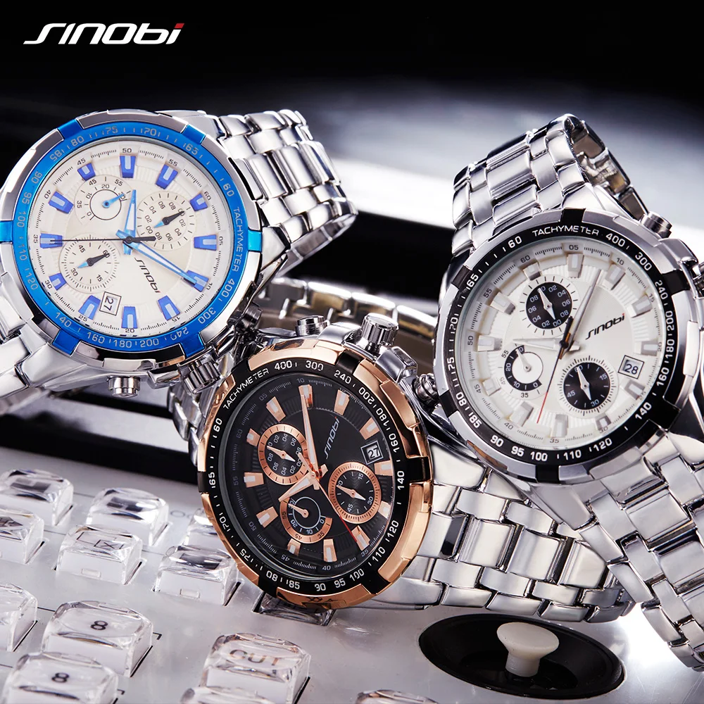 

SINOBI Relogio Masculino Chronograph Top Brand Luxury Fashion Business Geneva Sport Quartz Watch Men Multifunction Wristwatch 17