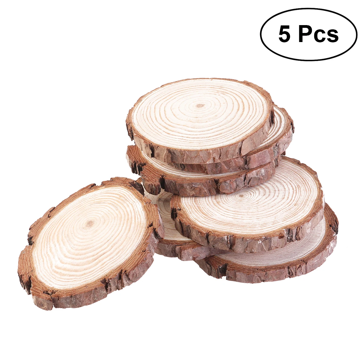 5pcs 7-9CM 1 упаковка Круглый Круг необработанные кусочки натурального дерева дерево кора бревна Ломтики для свадьбы реквизит для фотосессии рождественские украшения поделки своими руками - Color: 5pcs 7-9CM