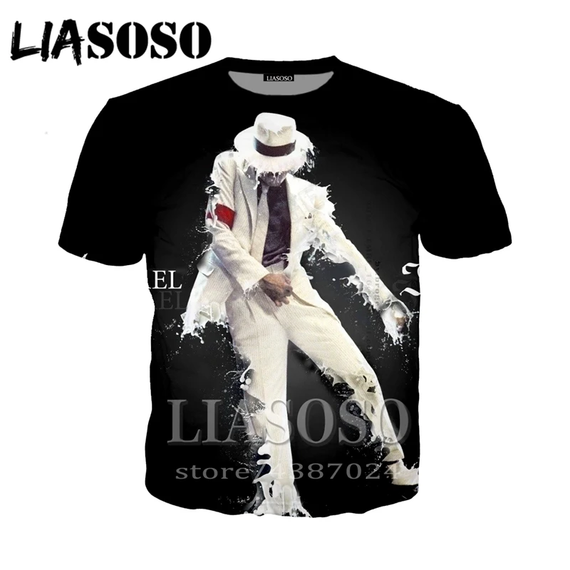 LIASOSO, модная футболка, 3D, Мужская/wo, Майкл Джексон, Забавный принт,, уличная футболка, Harajuku, футболки, аниме, короткий рукав, E29 - Цвет: 3