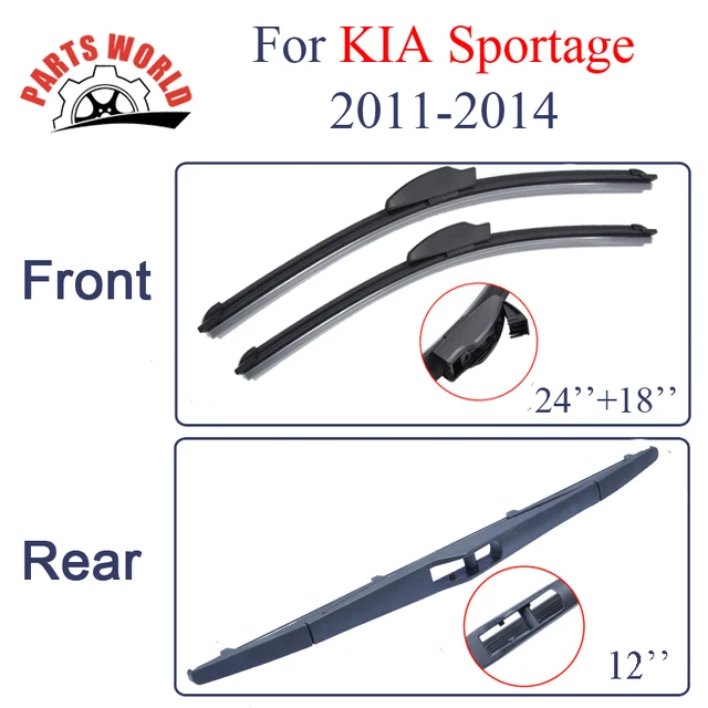Combo Silicone Rubber Front And Rear Wiper Blades For KIA Sportage,2011 2014 ,Windscreen Wipers 2011 Kia Sportage Rear Wiper Blade Size