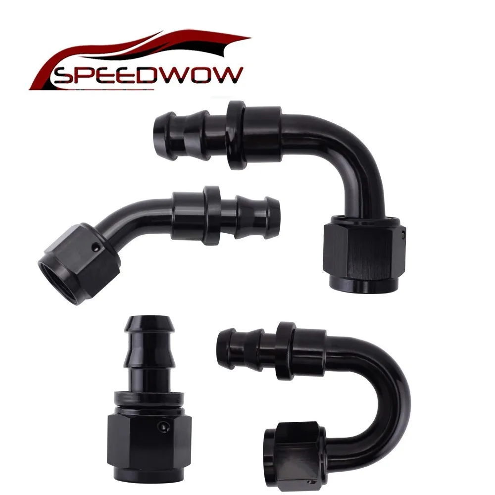 

SPEEDWOW Aluminum AN10 Oil Fuel Fitting Oil Fuel Push On Hose 0 90 45 180 Degree Rubber Tube Hose End Car Oil Filter Adaptor