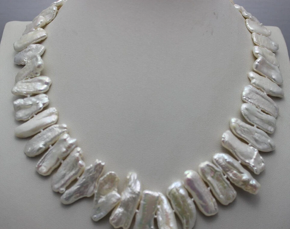 

ddh003363 fresh water pearl Tooth-shape pearl necklace white 8x21mm-11x30mm 18