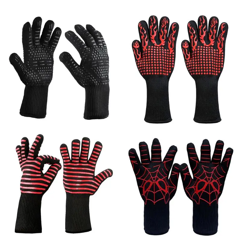 

1pair Fire Gloves High Temperature Resistant Gloves Microwave Oven Outdoor 932F -1472F BBQ Hot Flame Proof Working Gloves
