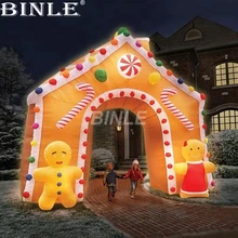 Воздушная Рождественская АРКА надувной анимированный надувной пряничный домик со светодиодными огнями для украшение для сада