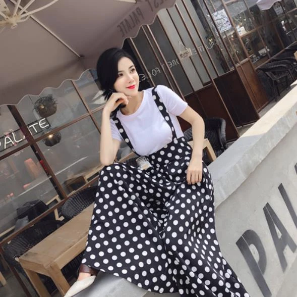 gør ikke Glad gateway Vintage Plus Size England Style Flare Leg Jumpsuits and T shirt Sets 2019  Summer Fashion Dots Wide Leg Jumpsuits Skirt sets LM22|Dress Suits| -  AliExpress