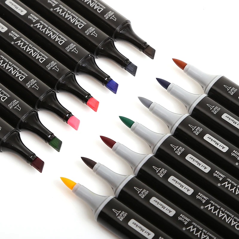 Dainayw 24 цвета мягкая кисть маркеры набор на спиртовой основе Эскиз маркер ручка для манга проектирования профессиональные чертежные товары для рукоделия