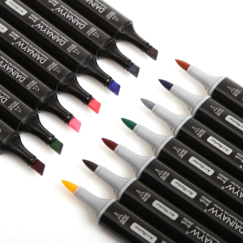 Набор фломастеров Dainayw на спиртовой основе 24 цвета|sketch marker pens|brush markerbrush set |