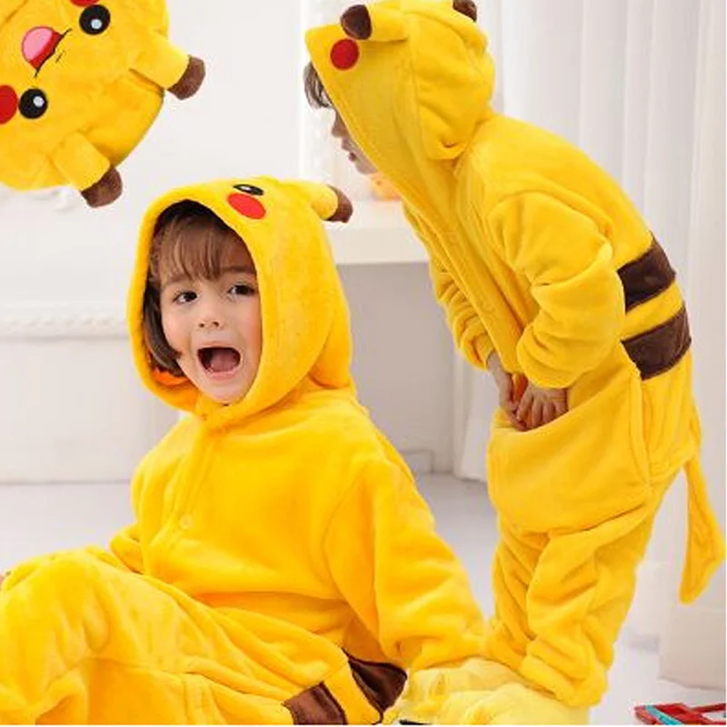 

Japanese Cartoon Pokemon Pikachu pajamas Cosplay Anime Kigurumi Fancy Soft Costume Child Kid Baby Funny Carnival Jumpsuit girls