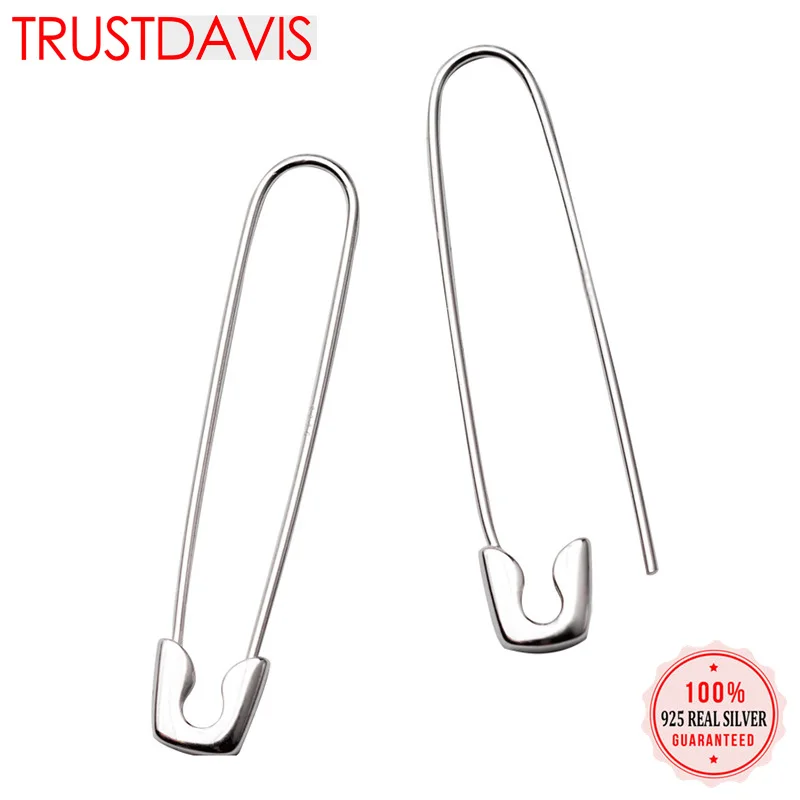 

Trusta 2018 2Pcs Women Fashion 100% 925 Sterling Silver Paper Clip 3.7cmX0.7cm Dangle Earring For Girl Lady Madam Jewelry DS639