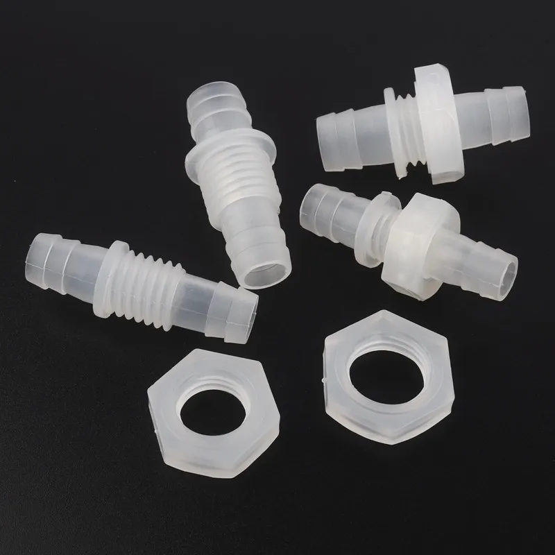 

100pcs M12~M16 Thread 8~12mm Pagoda Joints Plastic PP Straight Connectors Hex Nut Aquarium Fish Tank Oxygen Pump Hose Fittings