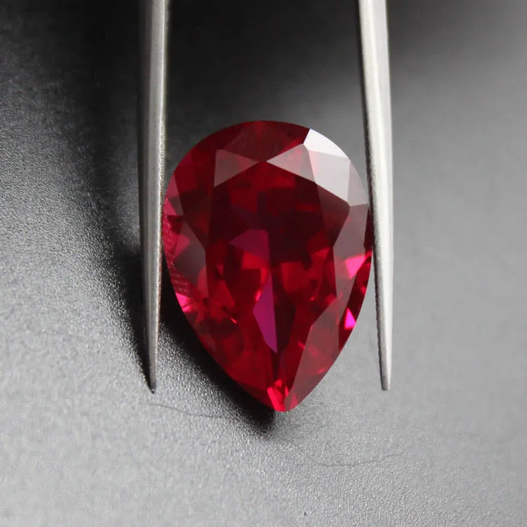 

AAAAA Burma red stone dignity deep red rose stones pear shape faceted stone beads for jewelry making diy