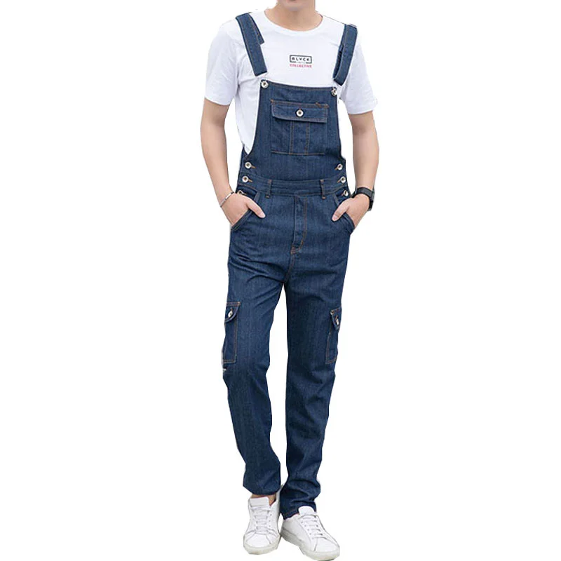 

Korean Version of the Cowboy Bibs Men's Bib pants Casual boys Jumpsuit Men's Suspenders Straight Jeans Size S-3XL 4XL 5XL
