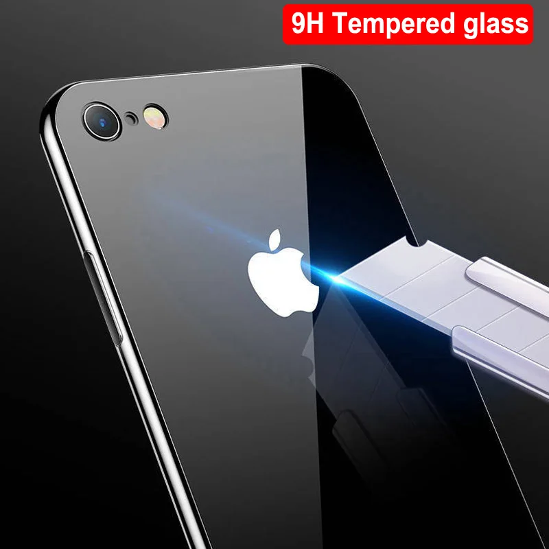 Роскошный чехол из закаленного стекла для телефона чехол для iPhone 7 6 S 8 Plus X 10 XR XS Max, ультра тонкий глянцевый черный красный iphone