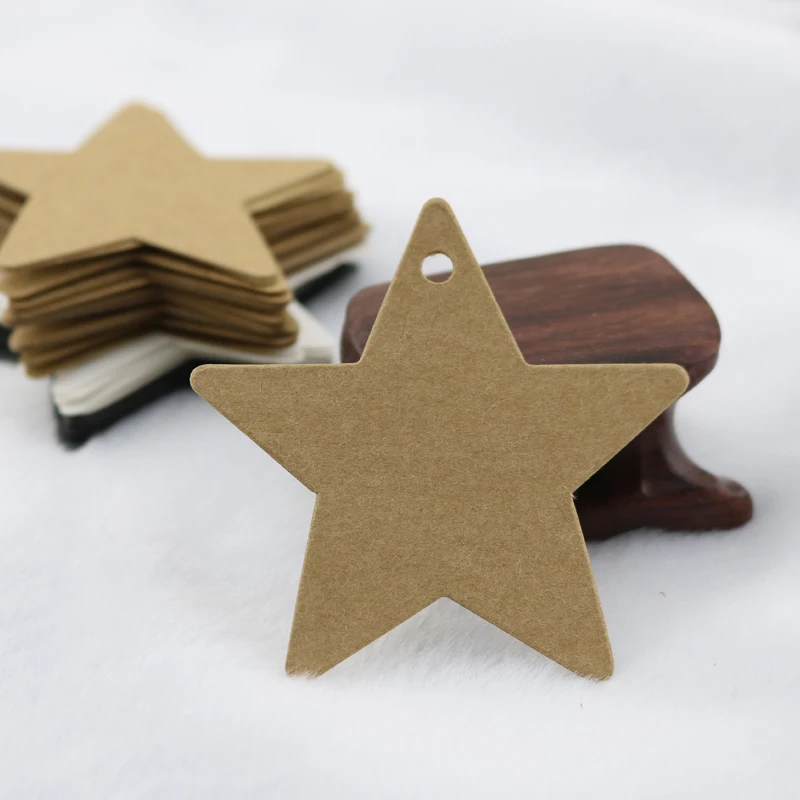 

Five-pointed Star Kraft Paper Blank Tag 100pcs/lot Wishes Handwritten Label 6x6cm Birthday Party Gift Packaging Card Price Tags