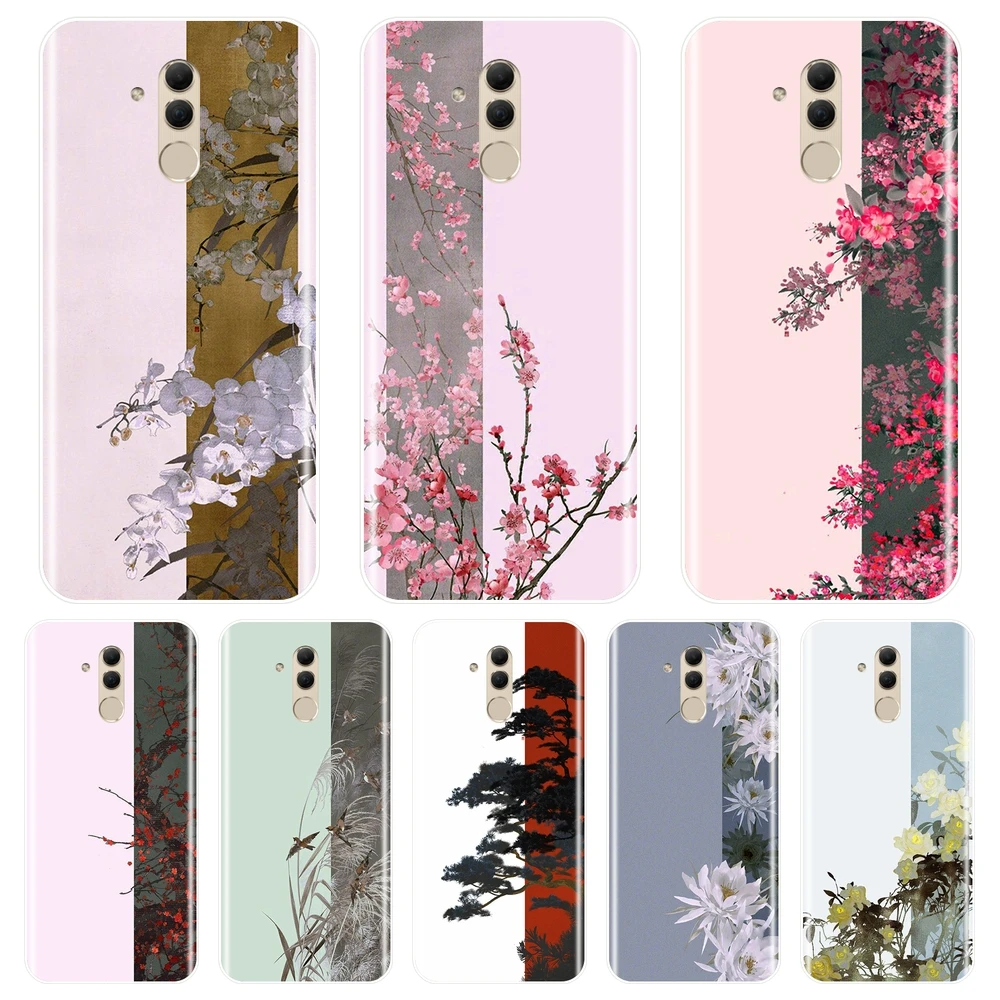 Chinese Flower China Pink Case For Huawei Mate 9 10 20 Lite Soft Silicone Back Cover 7 8 Pro Phone | Мобильные телефоны и