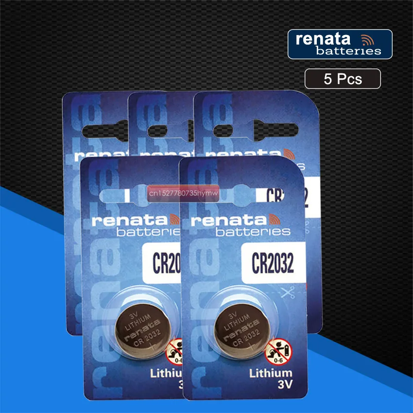 

5pc renata CR2032 3V 100% original brand new For car key watch remote control toy High-Performance Button Battery coin cell