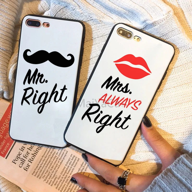 

maiyaca Soft Silicone TPU Case Cover For iPhone 8plus Mr.Right Mrs. Always Right BFF Couple Cover for iPhone 7 plus 8 X 6S 5 10