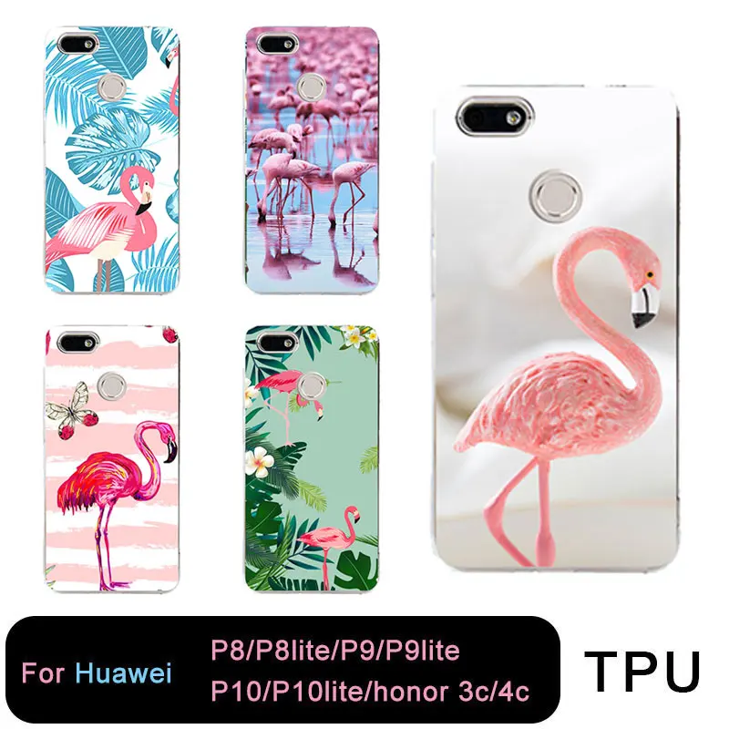 Qmswei ТПУ мягкий чехол для телефона huawei P10plus honor7 8 Y3 5A 5C 6A 6 S 3c 4c P8 P9lite яркого Фламинго