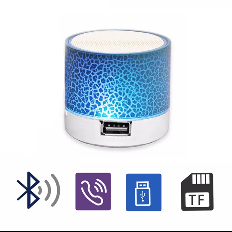 

Portable Crack Bluetooth Speaker LED Colorful Lights Speaker for Bedroom Outdoor IJS998