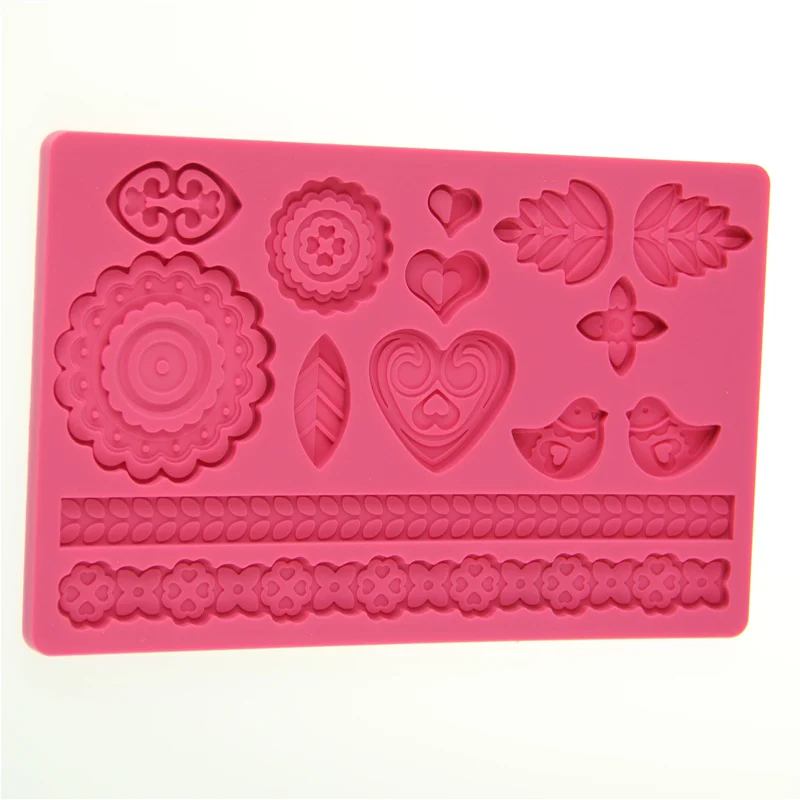 DIY Leaves & Flowers Styling Silicone Embossing Mat Fondant Cake