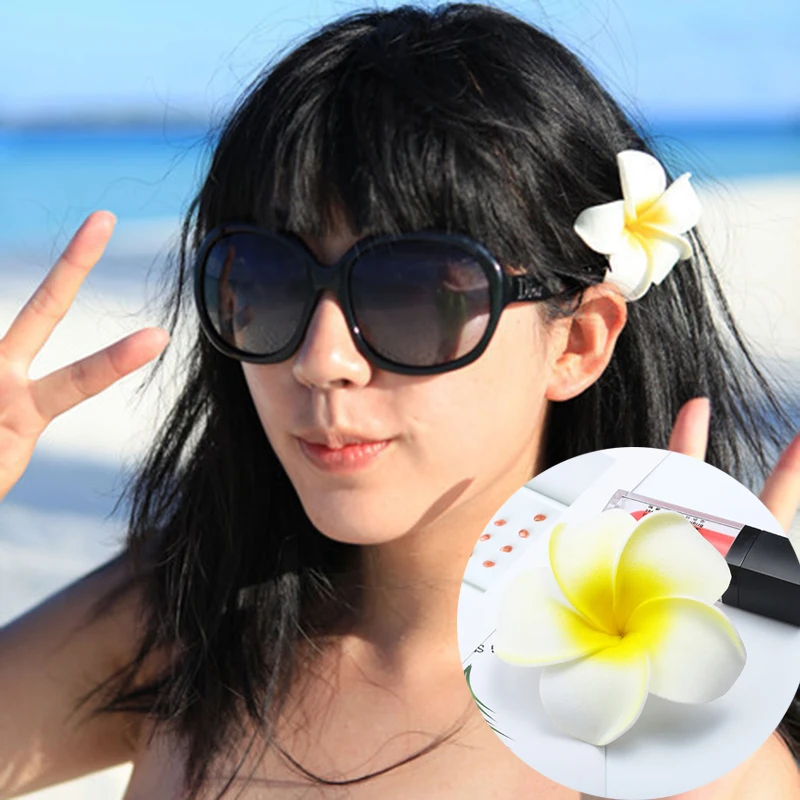 

5Pcs/lot Hawaiian Foam Artificial Flower Hair Clip Plumeria Frangipani Egg Flower For Wedding Party Decoration Flower Bouquets