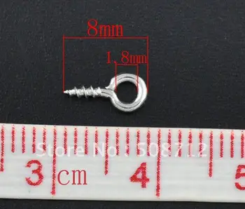 

Free shipping!!!!!Silver Tone Screw Eye Bail Top Drilled Finding 8mm