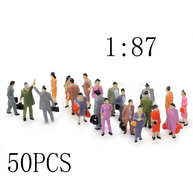 

50pcs Model People Mini Scale 1:57 Painted Model People Mix Painted Model Train Park Street Passenger People Figures