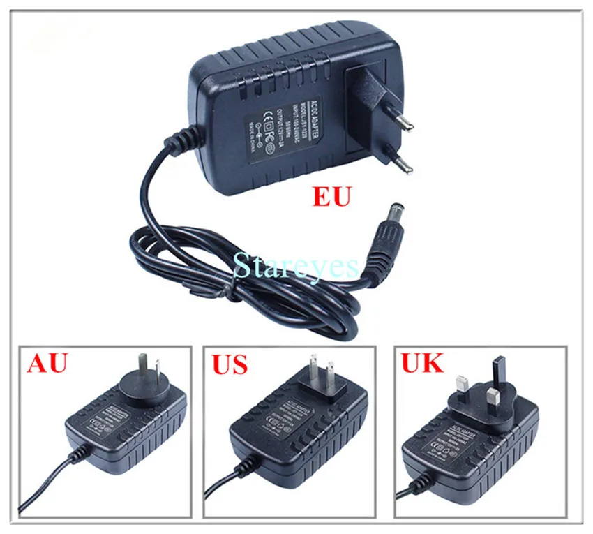 200 шт. AC100-240V к DC 12 В 2A 5,5x2,5 мм адаптер питания зарядное устройство светодиодный трансформатор для светодиодной ленты