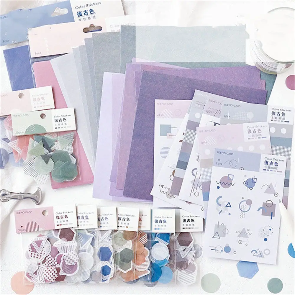 

30sheets Retro Theme Series Stickers Kawaii Stationery DIY Scrapbooking Decorations Self Adhesive Diary Journal Stickers