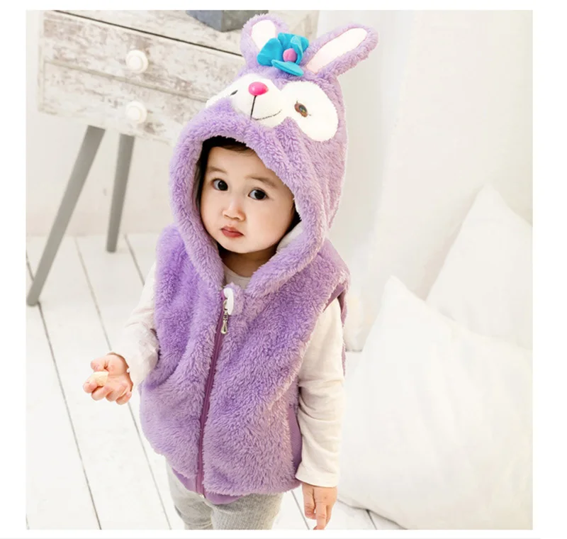 2018 autumn winter baby boys girls vest for children thick cotton warm rabbit veat cute hooded outwear children clothes (7)