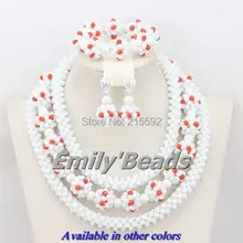 Популярные африканские хрустальные бусины комплект ювелирных изделий белый нигерийский Свадебный/вечерние свадебные/комплект украшений невесты AEJ244