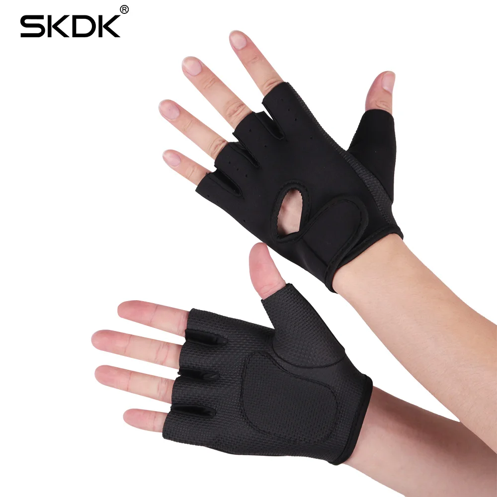 Перчатки для тренажерного зала, фитнеса, бодибилдинга, тренировки запястья, перчатки для тяжелой атлетики, дышащие, силикагель, противоскользящие спортивные перчатки для тренировок - Цвет: BlackBlack